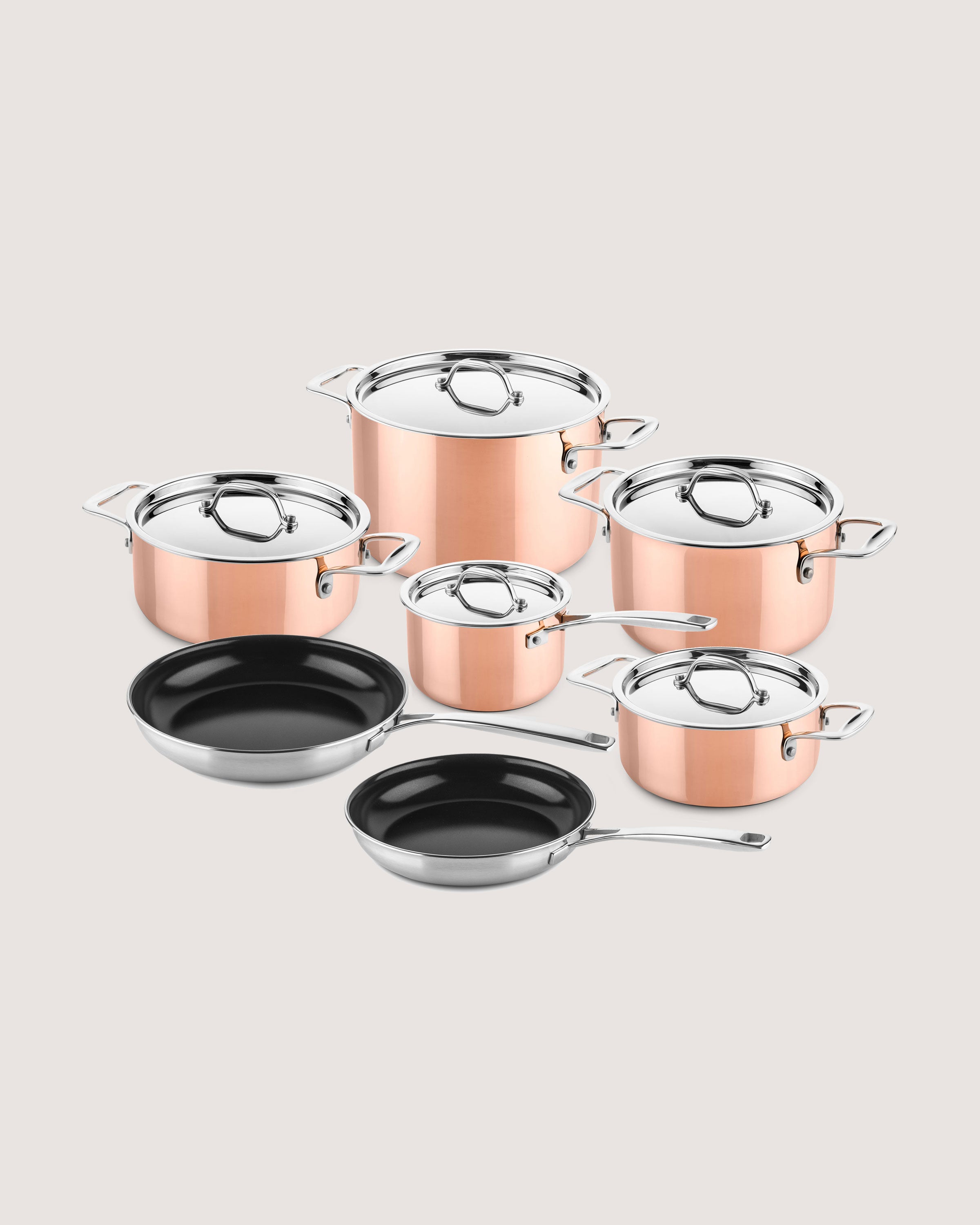 Koperen pannenset 7-delig
