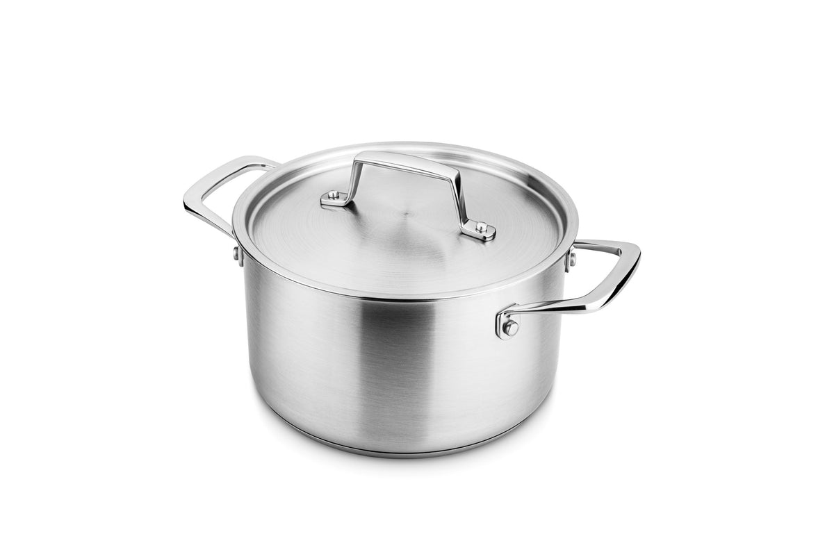 Hoher Kochtopf Ø20 cm aus recyceltem Edelstahl 1-lagig