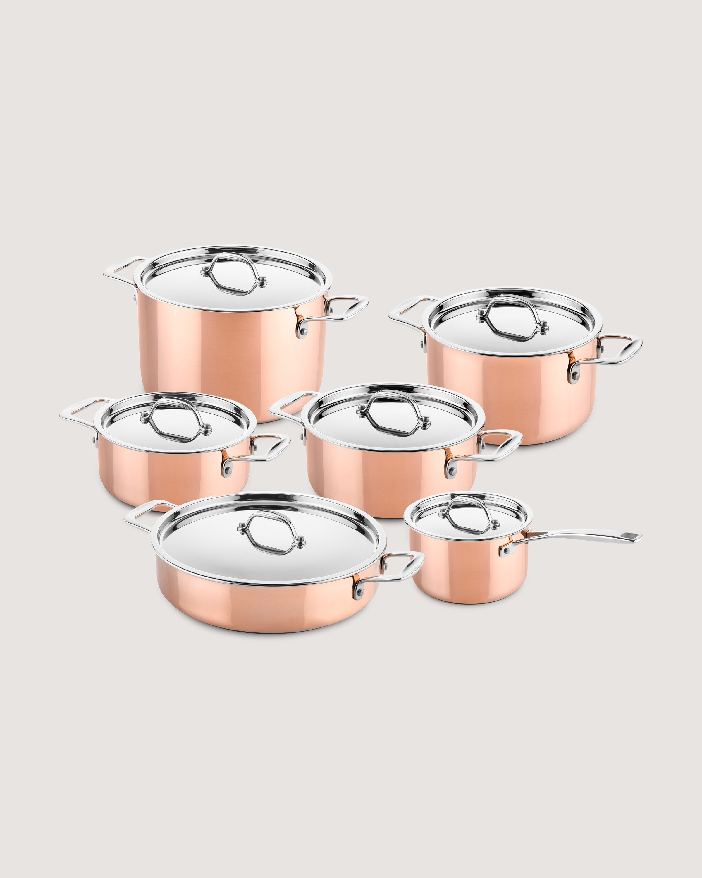Koperen pannenset 6-delig S