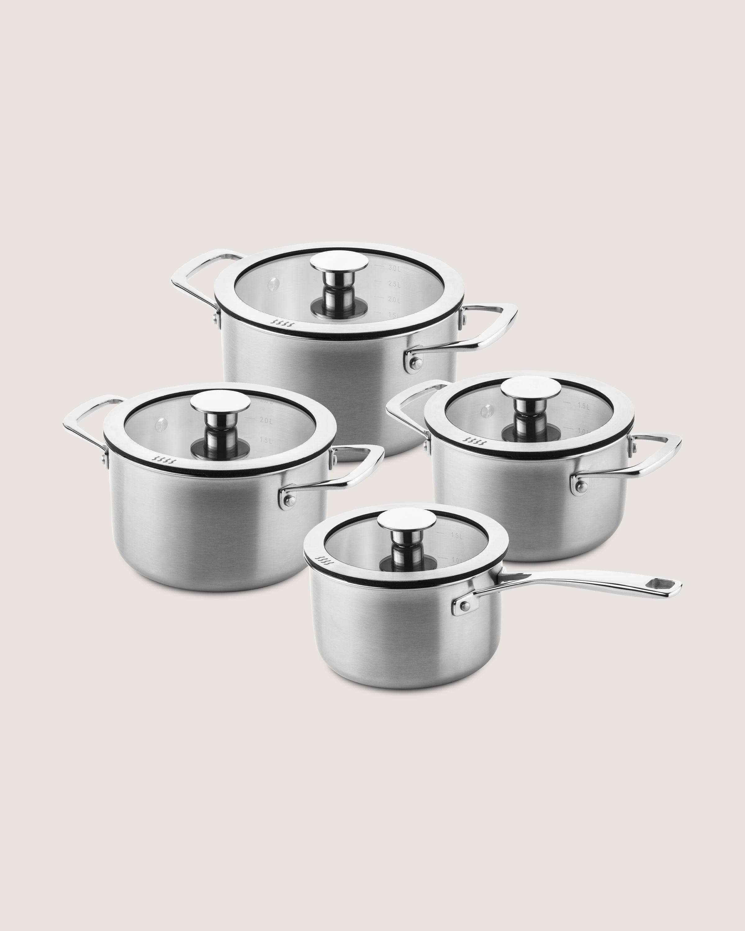 3-laags pannenset 4-delig voor kookplaatafzuiging