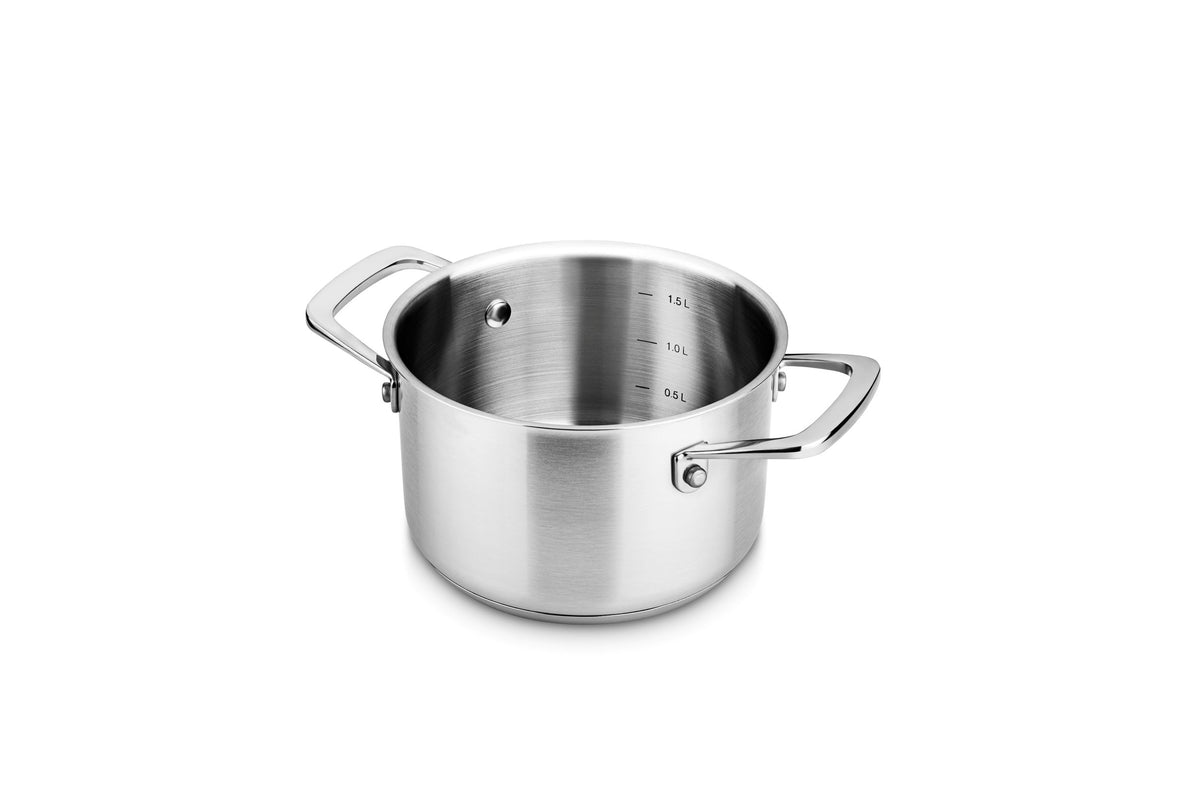 Hoher Kochtopf Ø16 cm aus recyceltem Edelstahl 1-lagig