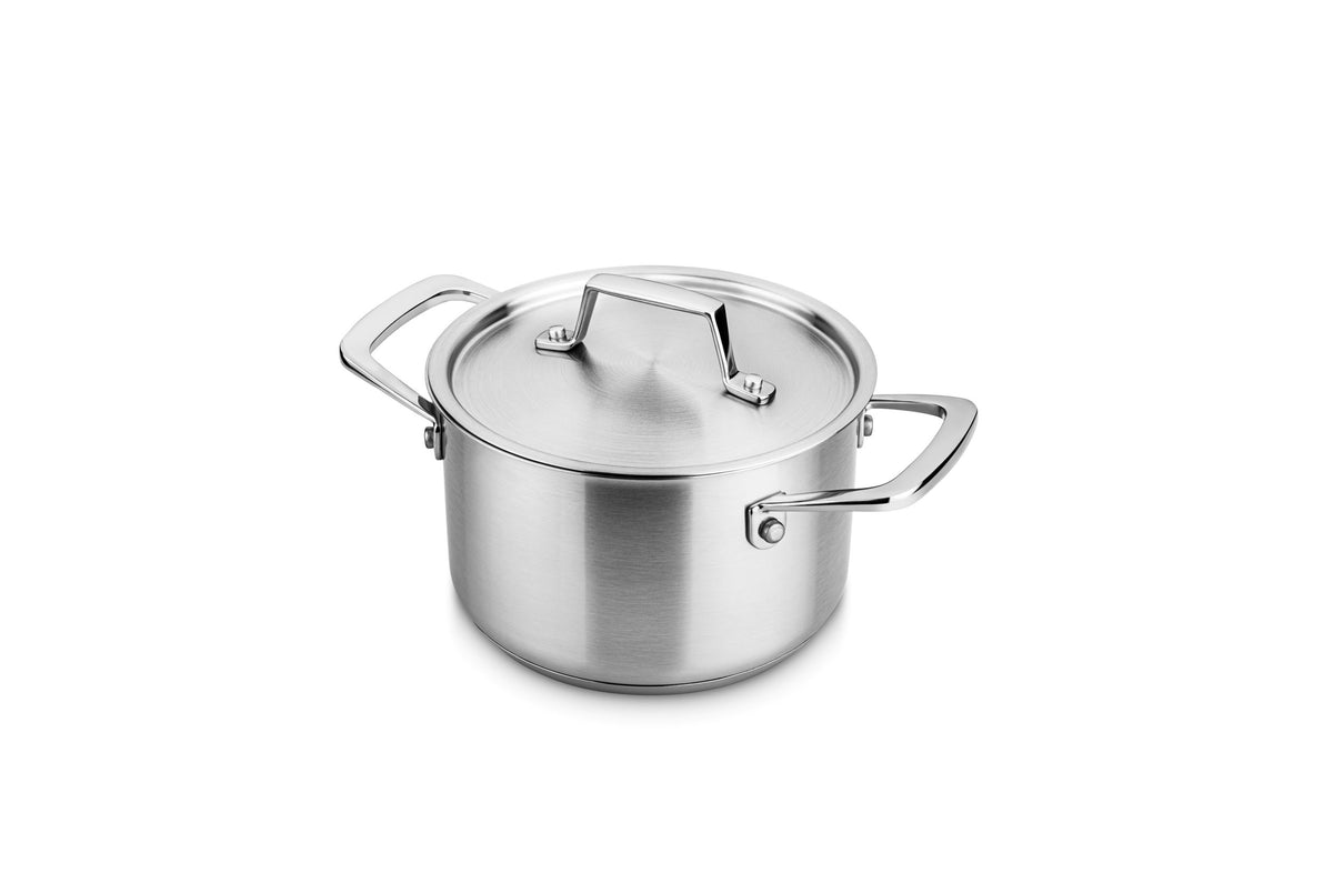 Hoher Kochtopf Ø16 cm aus recyceltem Edelstahl 1-lagig