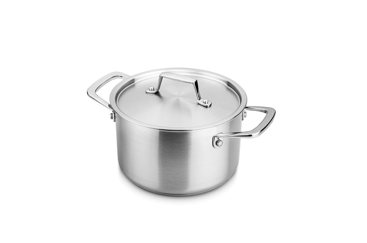 Hoher Kochtopf Ø18 cm aus recyceltem Edelstahl 1-lagig