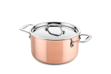 Hoge kookpan koper Ø20cm (geschikt voor inductie)