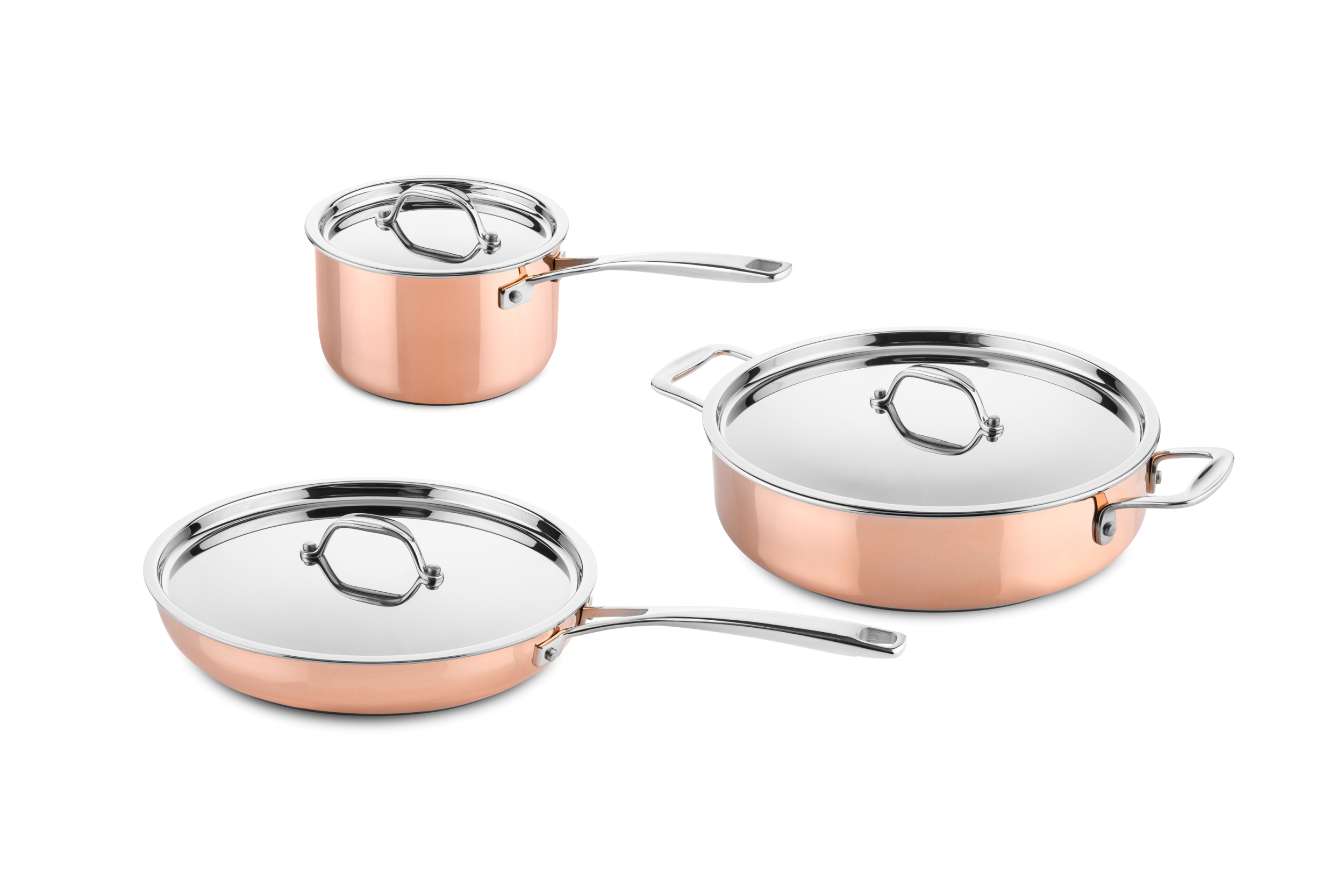 3 pcs copper cookware set suitable for induction